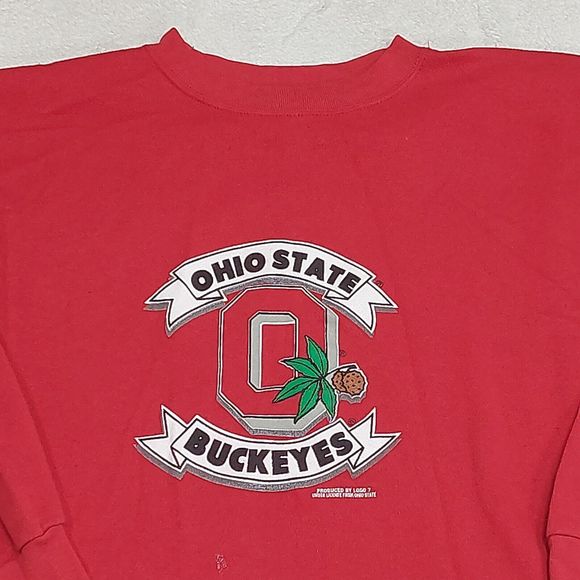 Vintage 90's Logo 7 Ohio State Buckeyes Red Crewneck Sweatshirt Size XL USA Made - Picture 2 of 9